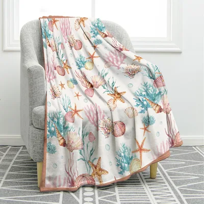 Ocean Blanket: Seashell and Starfish Coastal Throw Design