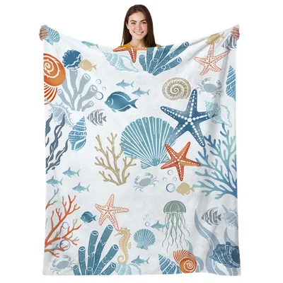 Sea Life Blanket: Ocean Themed Throw for Beach Lovers