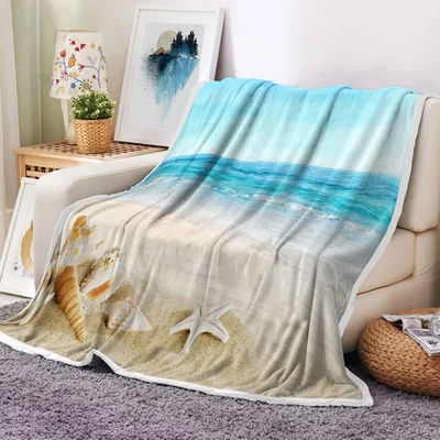 Beach Ocean Shells Blanket: Coastal Seashell and Starfish Design