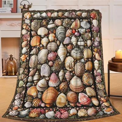 Seashell Ocean Decor Blanket: A Detailed Collection of Coastal Shells