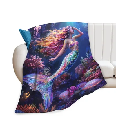 Mermaid Swimming Among Coral Blanket: Fantasy Ocean Art for Dreamers