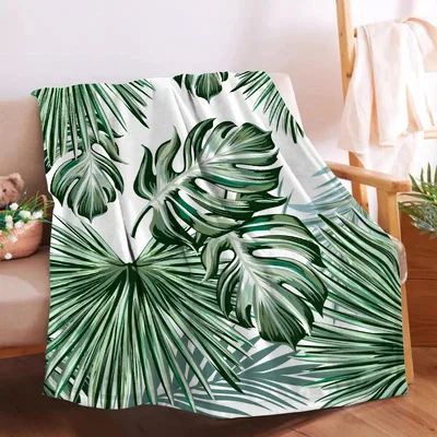 Tropical Leaves Pattern Blanket: Monstera and Palm Design
