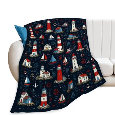 Nautical Lighthouse Pattern Blanket: Coastal Throw for Sailors