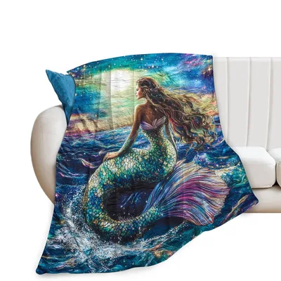 Mermaid Sitting on Ocean Blanket: Fantasy Art for Sea Lovers