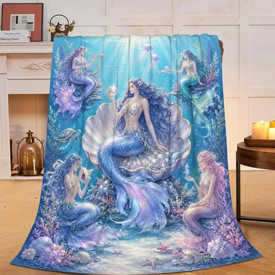 Mermaid Ocean Fantasy Blanket featuring a central figure