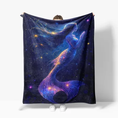 Galaxy Mermaid Fantasy Blanket: Cosmic Siren Design