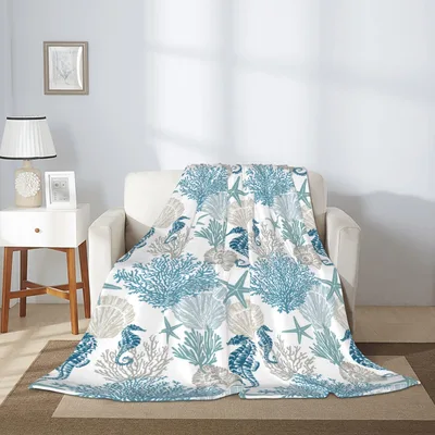 Seahorse Coral Pattern Blanket: Marine Life Design for Ocean Lovers
