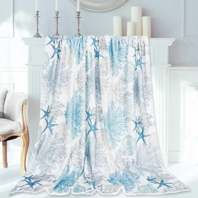Coastal Coral Starfish Pattern Blanket for Ocean Lovers