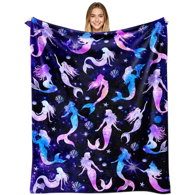 Mermaid Galaxy Pattern Blanket: Cosmic Siren Design for Ocean Lovers