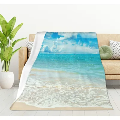 Beach Ocean Waves Blanket: Coastal Print for Home Decor