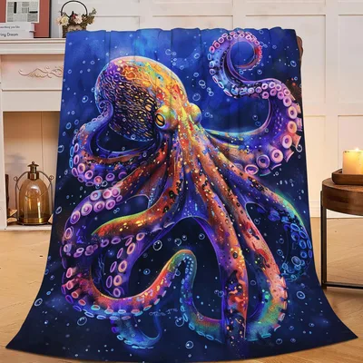 Octopus Ocean Animal Blanket: Vibrant Artistic Sea Creature Design