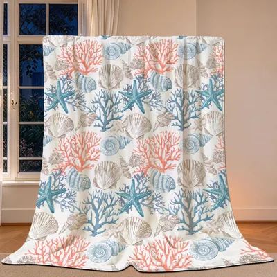 Coral Starfish & Seashell Blanket: Coastal Pattern for Ocean Lovers