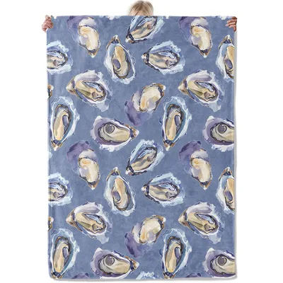 Oyster Watercolor Pattern Blanket: Coastal Shell Art Design