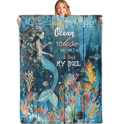 Mermaid Ocean Quote Blanket: Underwater Fantasy with Soulful Text