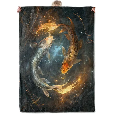 Koi Fish Galaxy Blanket: Cosmic Koi Art for Space and Nature Lovers