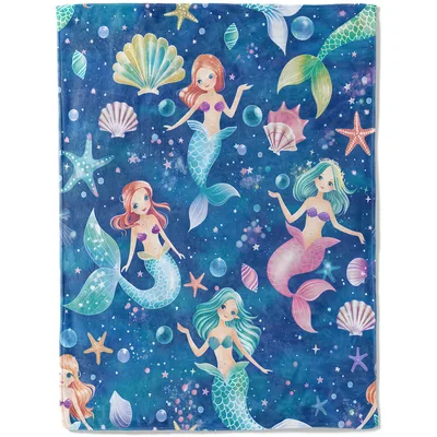Mermaid Seashell Ocean Blanket