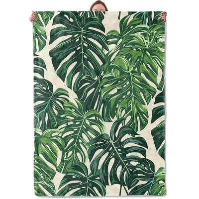 Monstera Leaf Pattern Blanket featuring lush tropical greenery