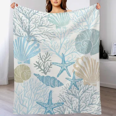 Starfish and Seashells Pattern Blanket: Coastal Art for Your Couch