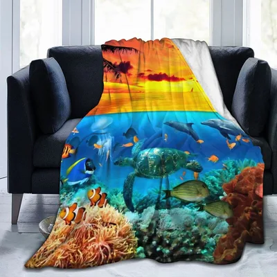 Ocean Reef Turtle Sunset Blanket