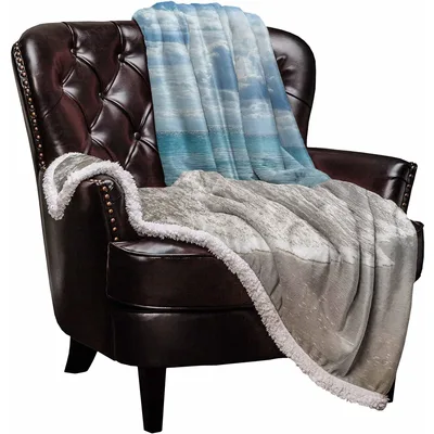 Ocean Sea Water Pattern Blanket: Coastal Sky and Shore Design