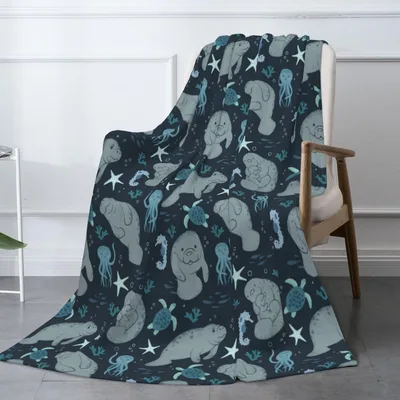 Manatee Sea Cow Pattern Blanket: Cozy Ocean Life Design for Shelters