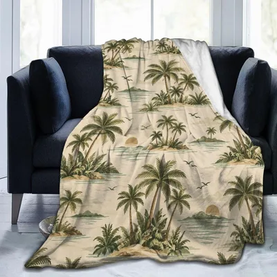 Coconut Palm Trees Beach Blanket Tropical Island Print