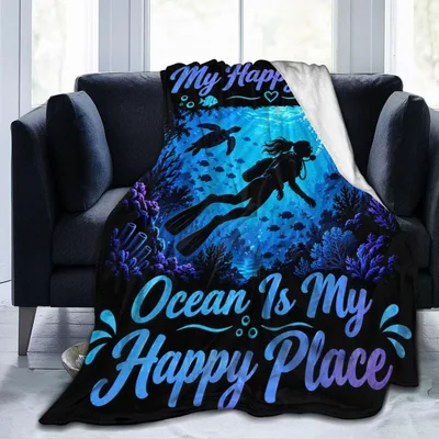 Ocean Is My Happy Blanket: Diver and Coral Reef Design