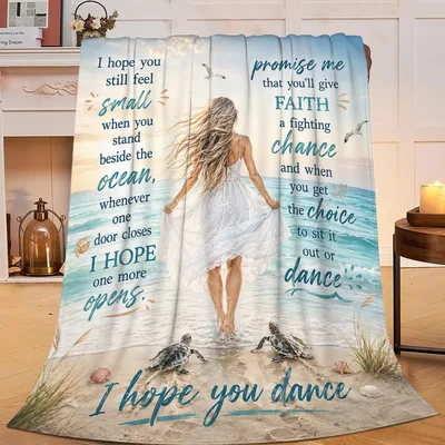 Girl Walking Beach Blanket: I Hope You Dance Coastal Art