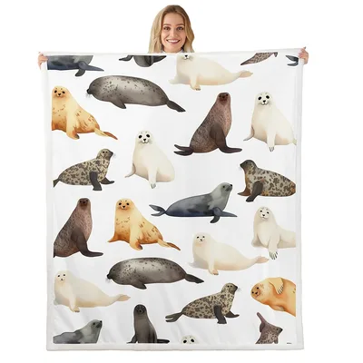 Seals Ocean Pattern Blanket: A Playful Marine Life Collection