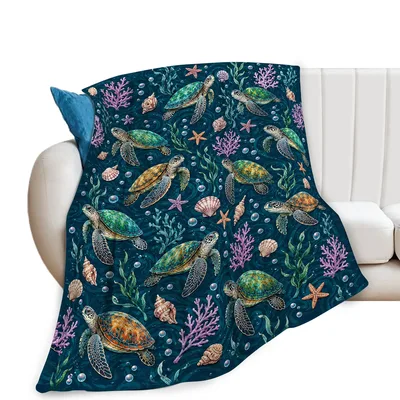 Sea Turtles and Coral Pattern Blanket: Underwater Adventure Design