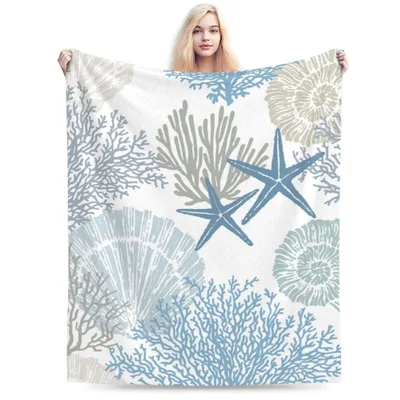 Ocean Coral Starfish Pattern Blanket: Coastal Design for Beach Lovers