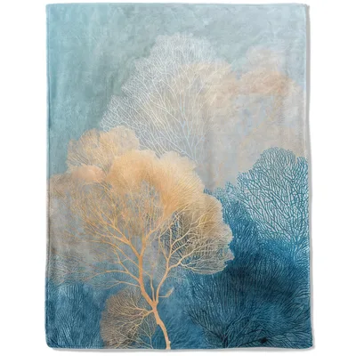 Sea Coral Abstract Pastel Blanket featuring delicate fan coral art