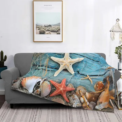 Starfish and Seashells Beach Blanket: Coastal Catch Design