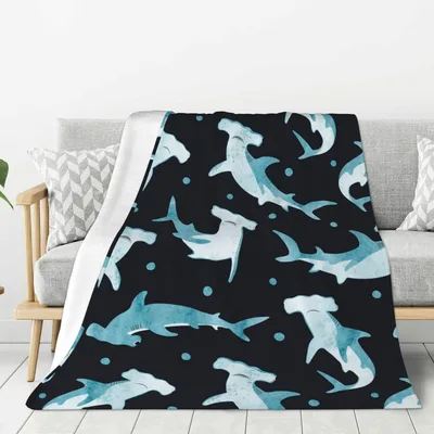 Hammerhead Shark Pattern Blanket: Watercolor Art for Ocean Lovers