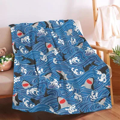 Sharks in Ocean Waves Blanket: Stylish Shark Print for Sea Lovers