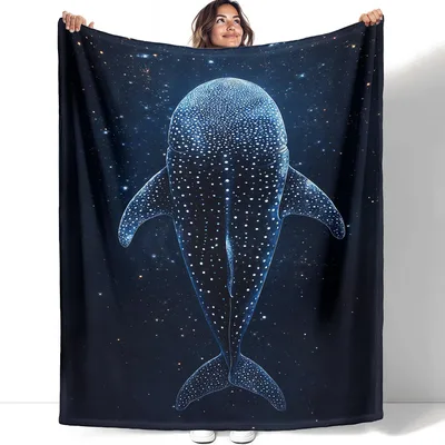 Whale Shark Starry Night Blanket: Cosmic Ocean Art for Space Lovers