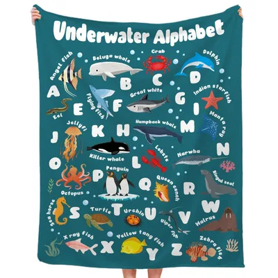 Underwater Creatures Alphabet Blanket: Ocean Life A-Z Design