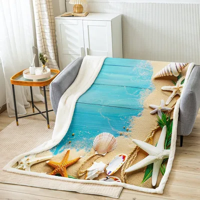 Beach Starfish and Seashells Blanket for Ocean Lovers
