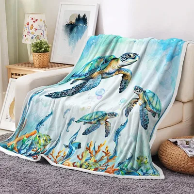Swimming Sea Turtles Ocean Blanket: A Vibrant Underwater Escape