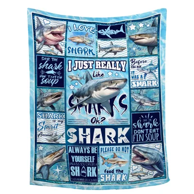 I Just Really Blanket: Shark Collage Design for Ocean Lovers