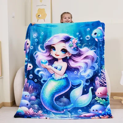 Mermaid with Sea Friends Blanket