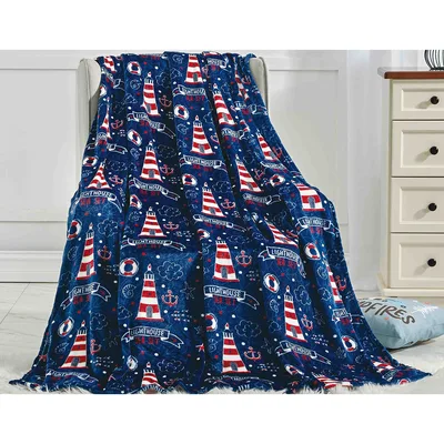Lighthouse Coastal Pattern Blanket: Nautical Lighthouse Sea Set Design