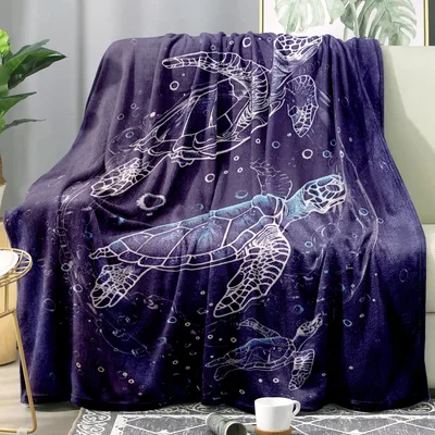 Sea Turtle Line Art Blanket: Coastal Swim Design for Ocean Lovers