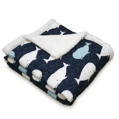 Navy Whale Pattern Blanket: A Quilted Ocean Design for Cozy Days