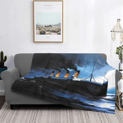 Ship in Stormy Ocean Blanket: A Dramatic Vessel on Dark Waves