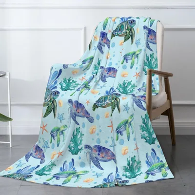 Sea Turtle Ocean Pattern Blanket: A Watercolor Sea Life Design