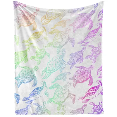 Rainbow Sea Turtles Pattern Blanket for Ocean Lovers