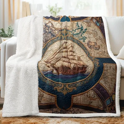 Vintage Nautical Ship Map Blanket for Maritime Lovers