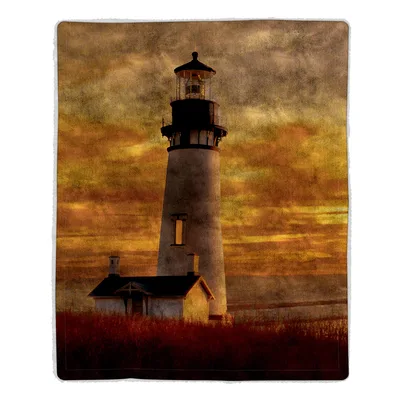 Lighthouse at Sunset Blanket: Coastal Lighthouse Art for Cozy Nooks