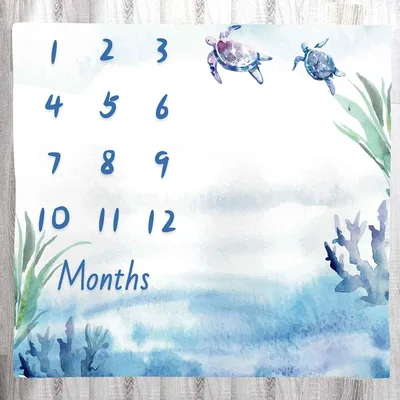 Ocean Turtle Milestone Blanket Monthly Photography Backdrop Design